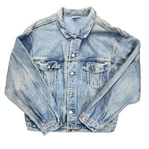 Vintage‎ Harley Davidson Denim Jacket Womens Medium Light Wash Made in USA Biker